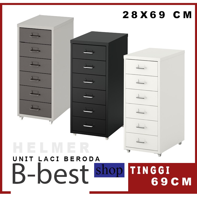 Unit Laci Beroda  ukuran 28x69 cm Lemari kabinet Kerja 6 laci dengan Roda