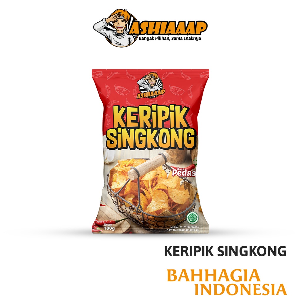 

Ashiaaap Keripik Singkong Pedas Kemasan (100 gram) / Cemilan enak Pikset Keripik Kripik Makanan Ringan