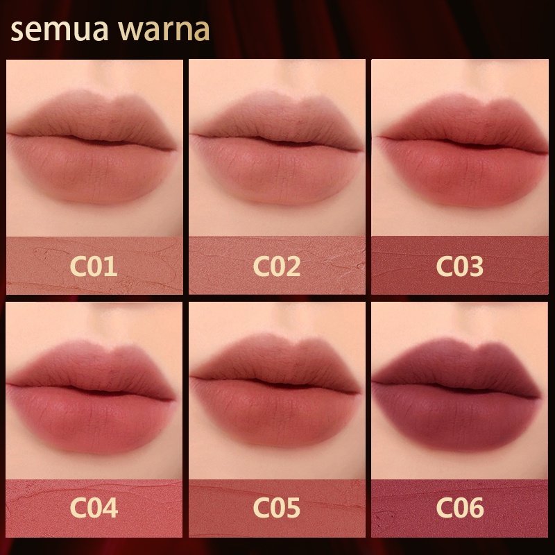 【COD】ALNECE 6 Warna Matte  Lipstik Cream Velvet-Mist Matte Lip Clay  Kosmetik Bibir