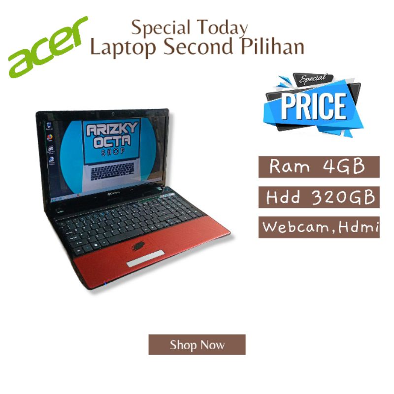 Jual Laptop Gateway NV53A AMD Phenom II Ram 4GB HDD 320GB VGA ATI Radeon Numpad Keyboard DVD Webcam