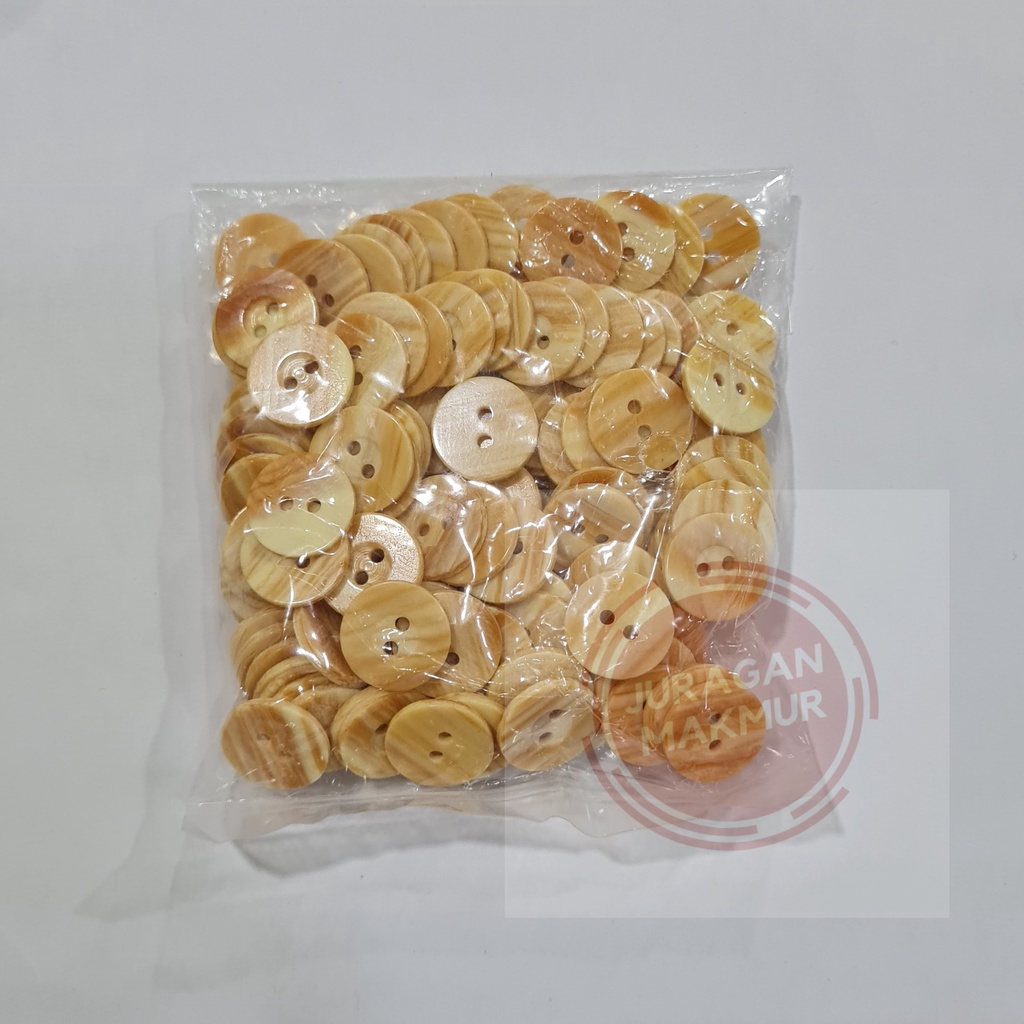 [144 pcs] Kancing Baju Motif Kayu Diameter 15mm (24L) - Kancing Motif Kayu Lubang 2 - Kancing Kayu
