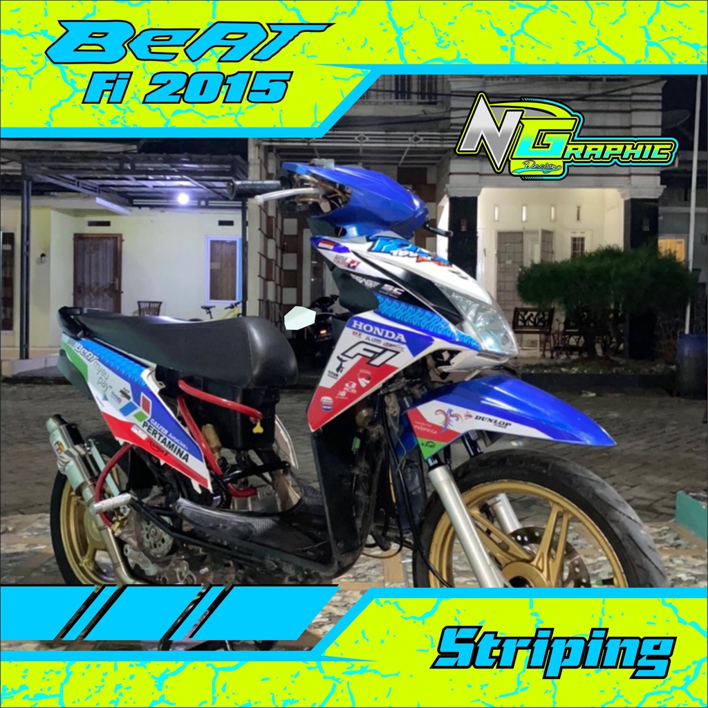 STRIPING SETIKER BEAT FI 2015 motif MANDALIKA RACING INDONESIA MANDALIKA STIKER SEMI FULL