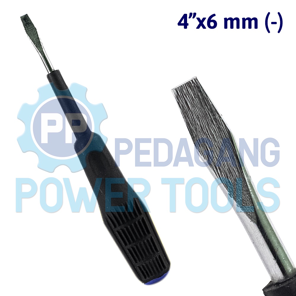 MUGEN OBENG MIN 4&quot; INCH X 6 MM GAGANG KARET MINUS SCREWDRIVER PANJANG