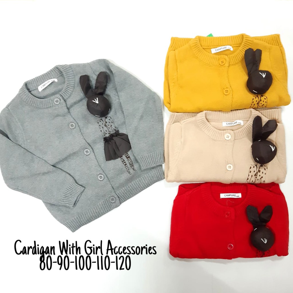 Cardigan With Girl Accesories/ Setelan Anak Perempuan