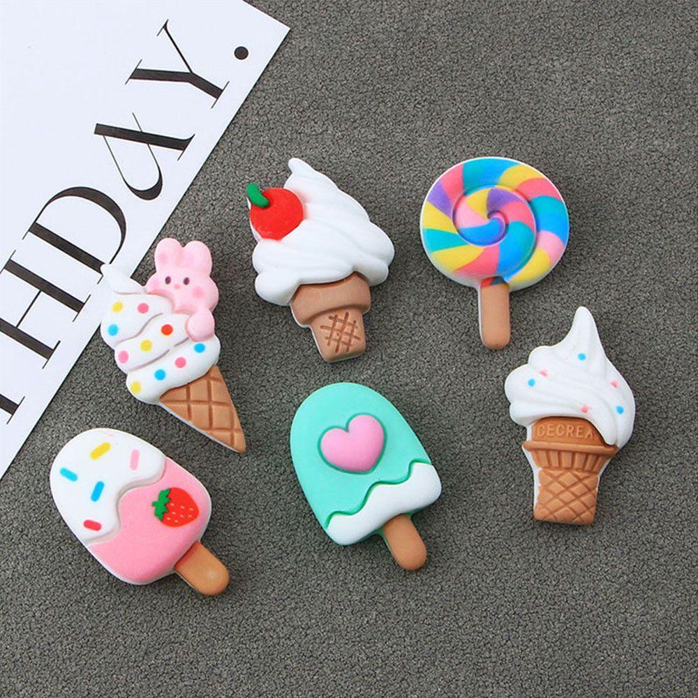 ❈Rowan ROWAN ROWAN❈ 10 Pcs Aksesoris Hiasan Kepala Bentuk Es Lolipop Bahan Resin Untuk Dekorasi Case Hp