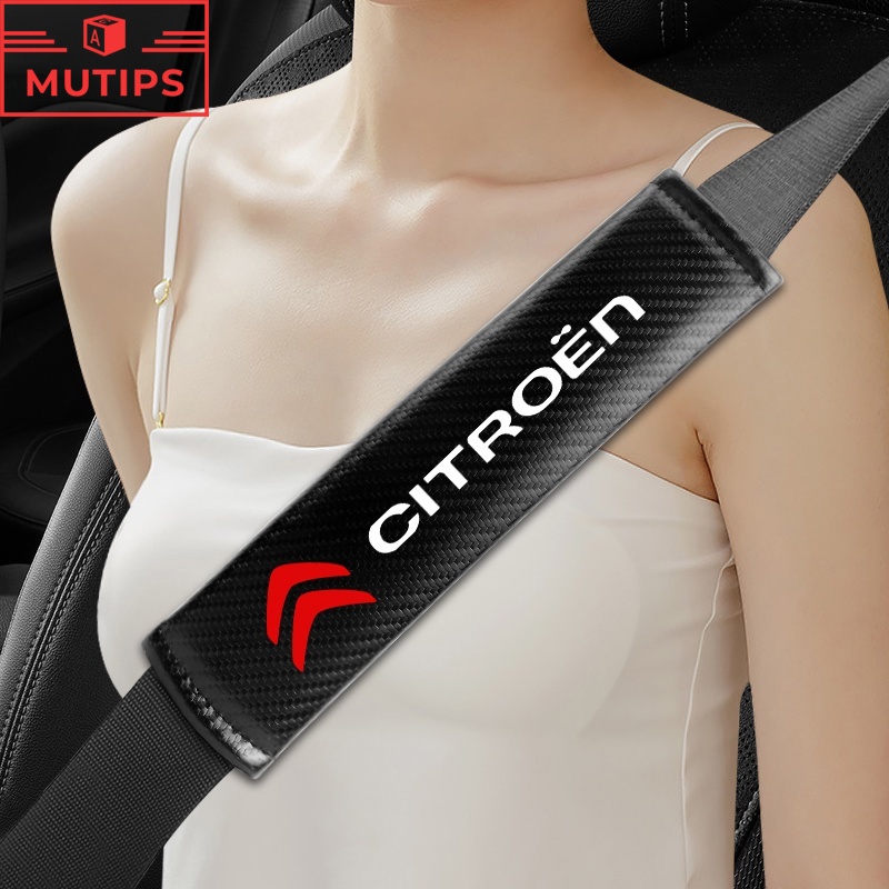 2 Pak Cover Sabuk Pengaman Mobil Bahan Serat Karbon Untuk Citroen C1 C2 C3 C4 C5 C6 C8 C4L DS3 DS4 DS5