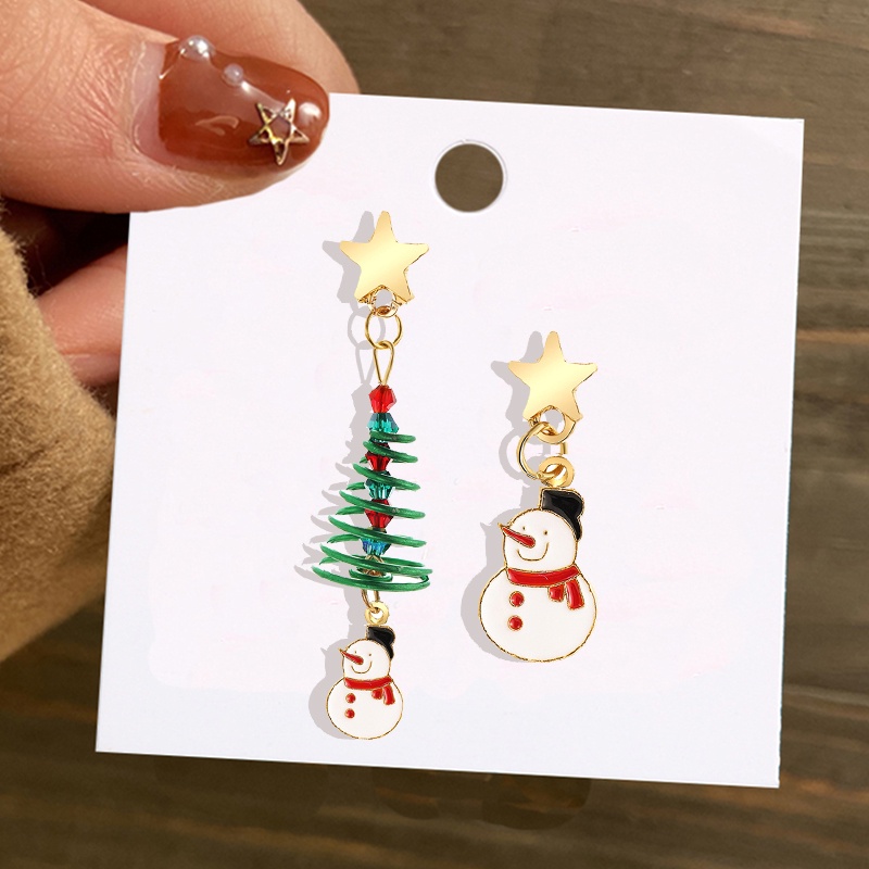 Anting Drop Desain Kartun Rusa Natal Bahan Alloy