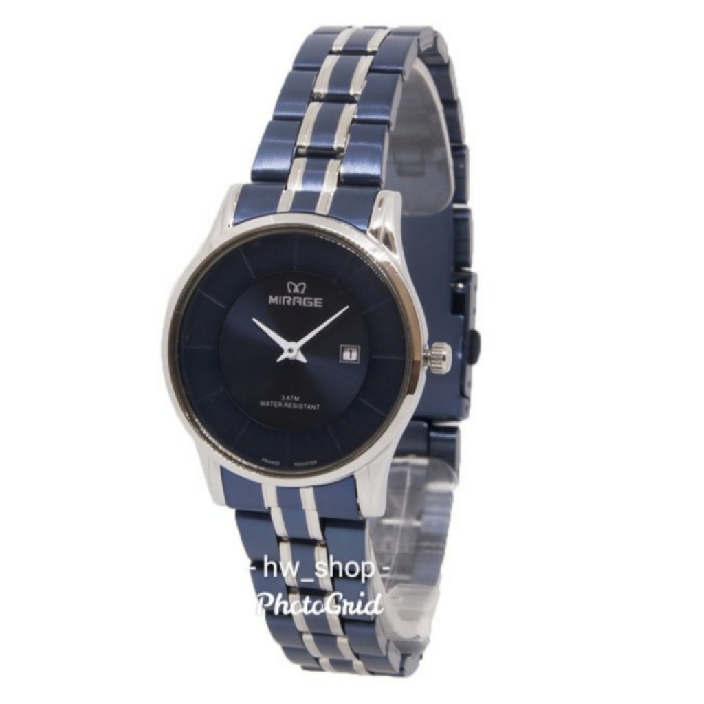 Jam Tangan Wanita Mirage 8670 Biru List Putih Original