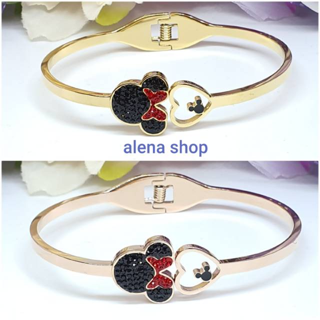 Gelang Bangle Permata Mickey Titanium Antikarat Premium