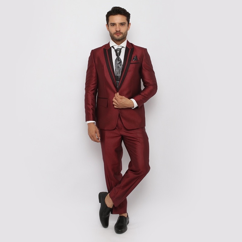 Jas Wedding semi WOOL Jas Pria Stelan Jas nikah dan Celana Blazer Jas Pengantin nikahan Jas Formal-3