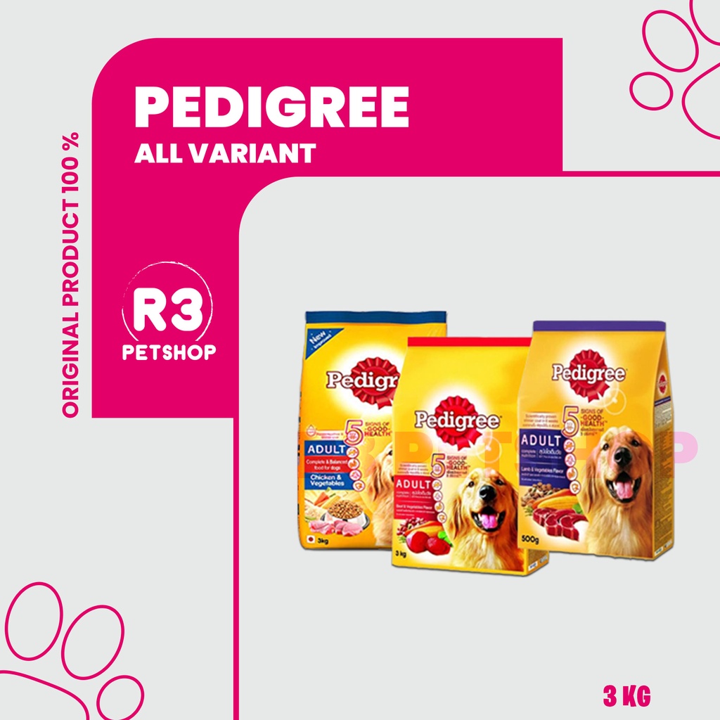 Makanan Anjing Pedigree 3kg ALL VARIAN