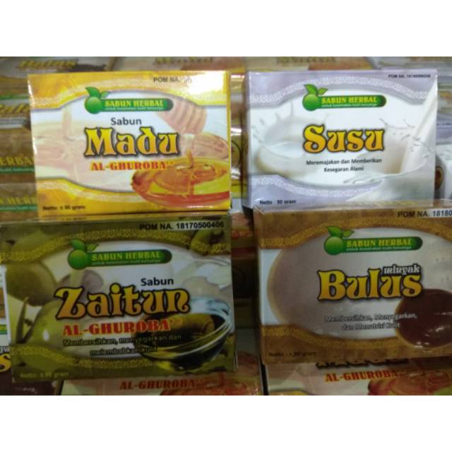 Sabun Herbal Al Ghuroba All Varian Zaitun Madu Susu Bengkoang Bpom Shopee Indonesia