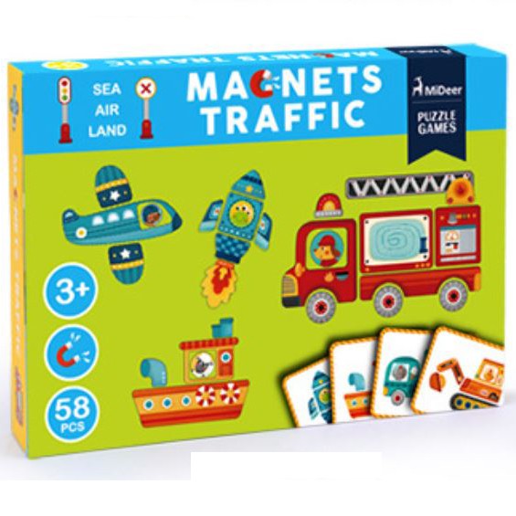 Mideer Magnets Dessing Traffic Puzzle Magnet Magnetic Mainan Edukasi Anak Bayi Pakaian Lalu Lintas