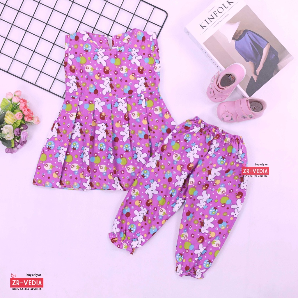 Set Nadhifa 3-5 Tahun / Setelan Baju Kensi Anak Perempuan Import Panjang Jogger Tidur Balita ZR Vedia