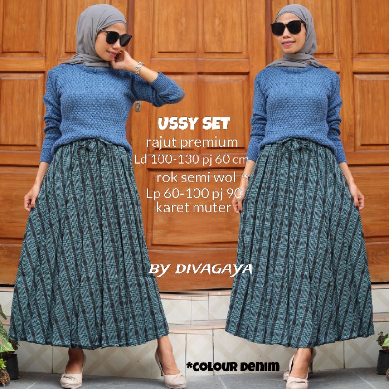 USSY SET RAJUT + ROK KOTAK