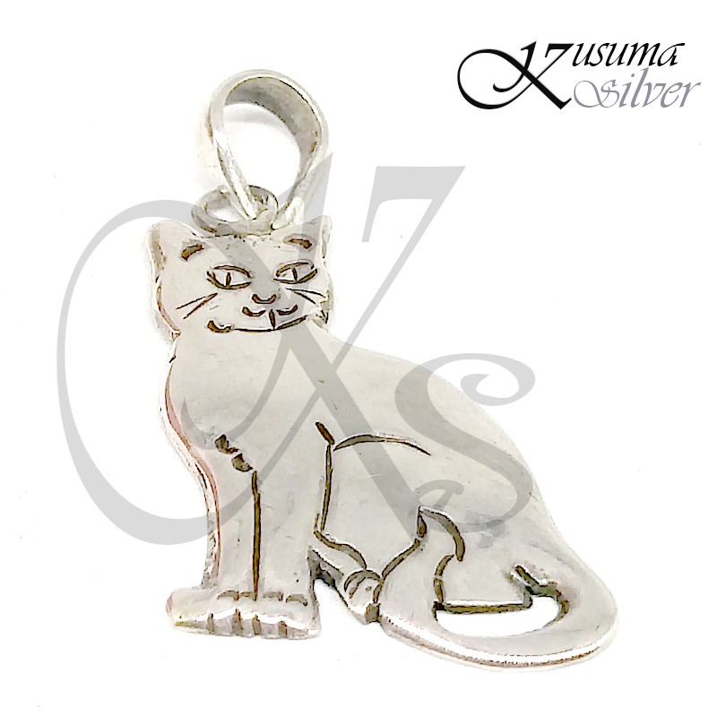 Liontin Mainan Kalung Pendant Perak Silver Bali Kucing Cat Asli 925 Pria Wanita Custom