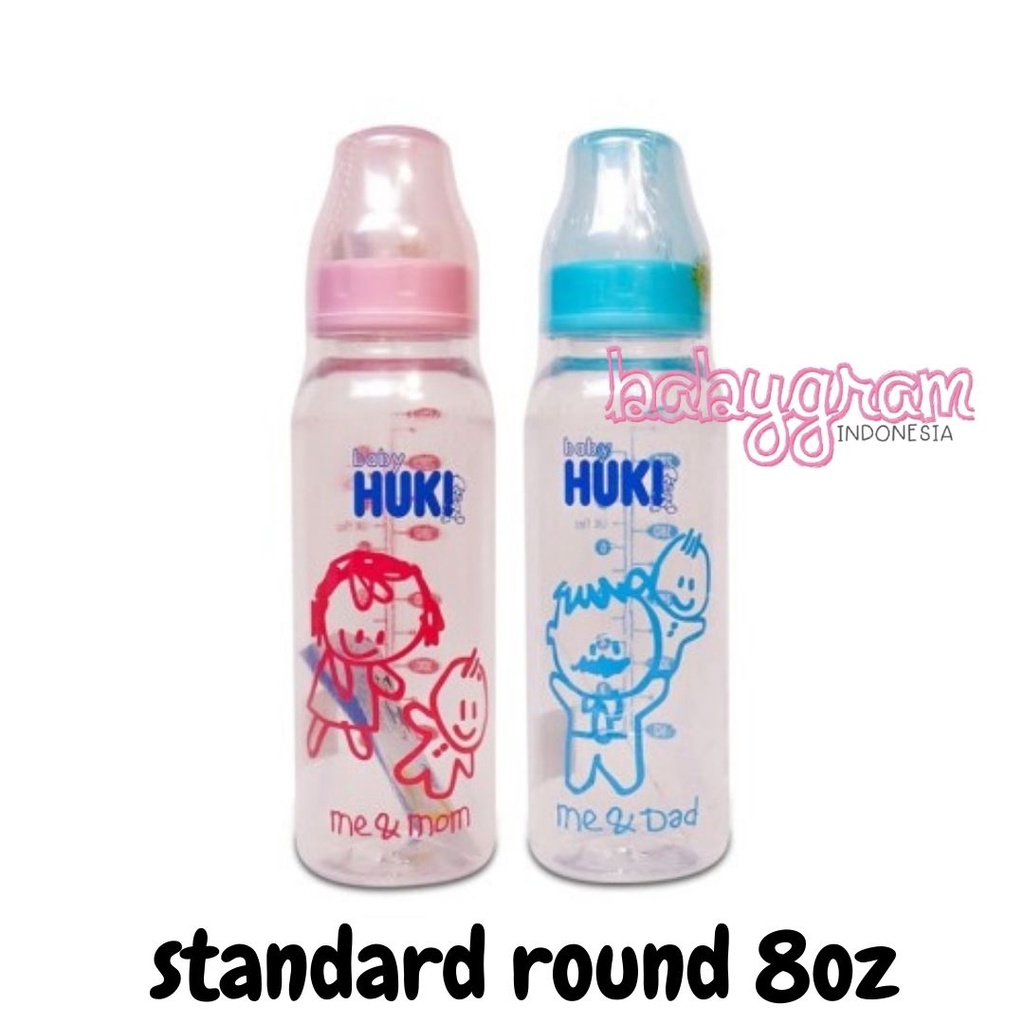 Huki Botol Susu Standard Round 8oz / 250 ml Baby Bottle Milk