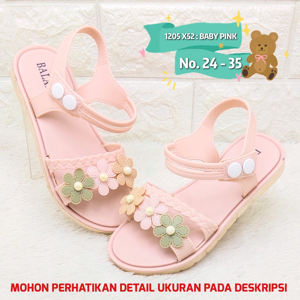 Sendal Anak Balance 1205 X52 Sandal Jelly Import Size 24-29Motif Bunga &amp; Tali Original Empuk Lentur Cantik Nice Diskon Promo