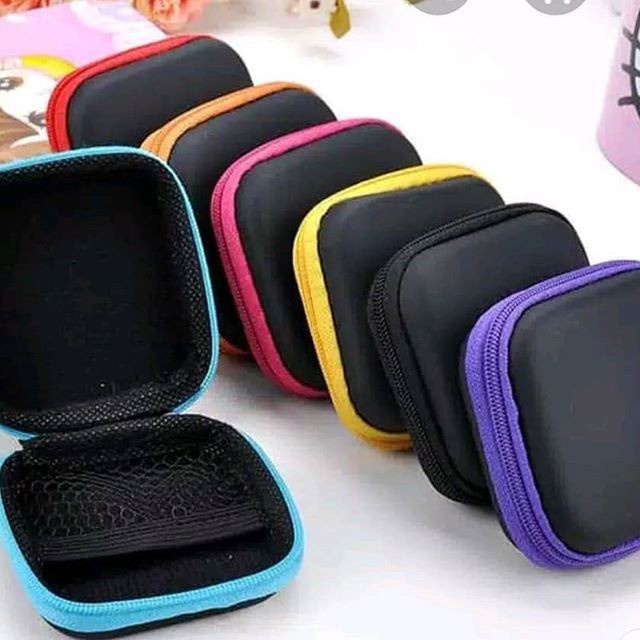 Travel Pouch Dompet Persegi Case Organizer Tempat Headset Koin Kunci Kotak Penyimpanan Charger Mini