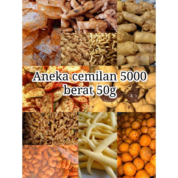 Aneka Cemilan 5000 ada pedas, Manis dan Asin.