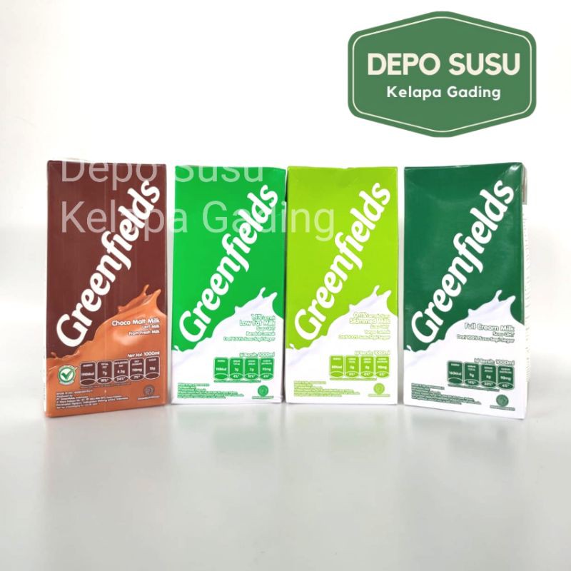 Susu Greenfields UHT 1 liter All Varian | Greenfield Coklat Full Cream Low Fat Skim