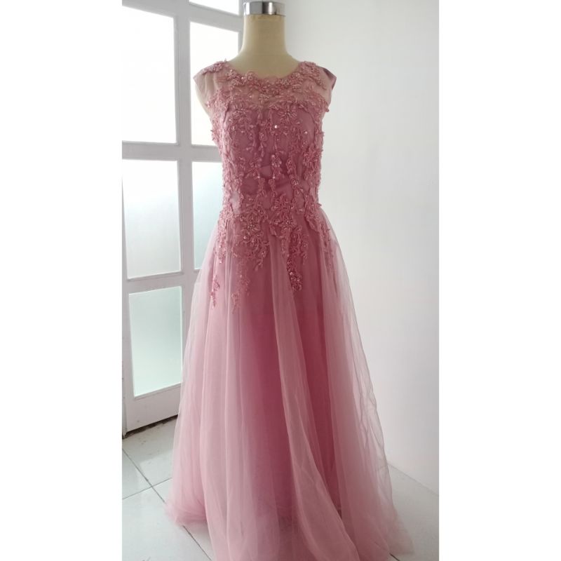 [GRATIS ONGKIR] GAUN DUSTY PINK 34 / GAUN PESTA PRELOVED / GAUN PESTA BEKAS