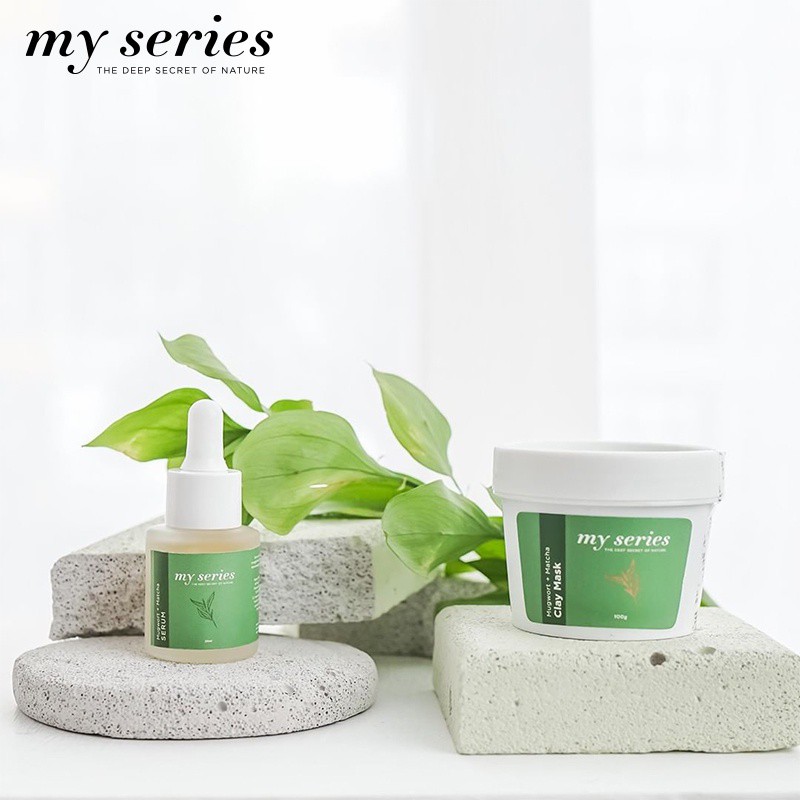 MY SERIES CLAY MASK | SERUM | PAKET DUO MUGWORT MATCHA MY SERIES BY AILIN