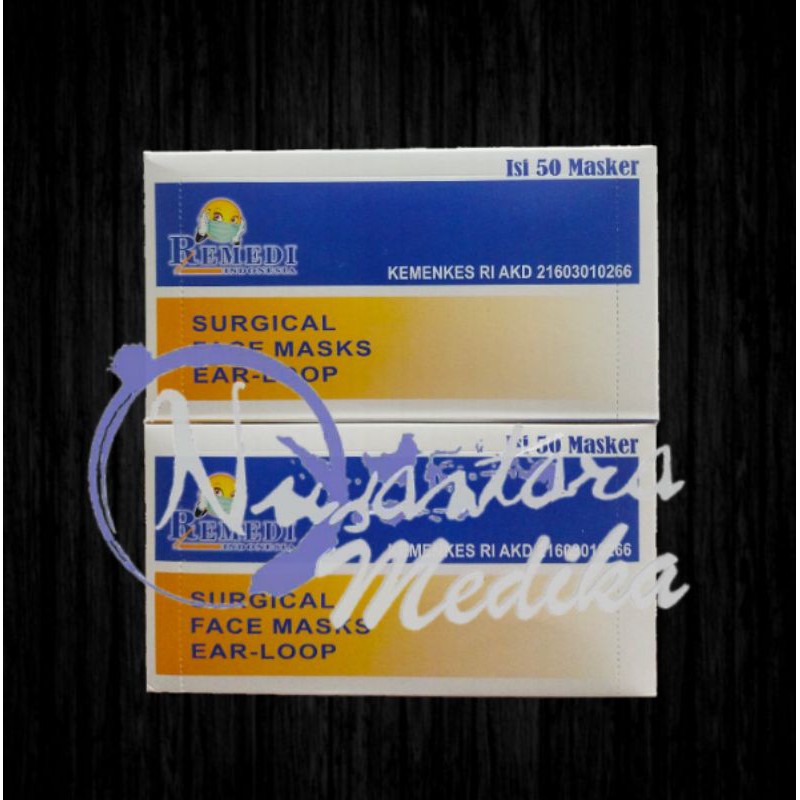 Masker Medis 3 Ply Original Remedi / Ear Loop Surgical Mask 50 Pcs