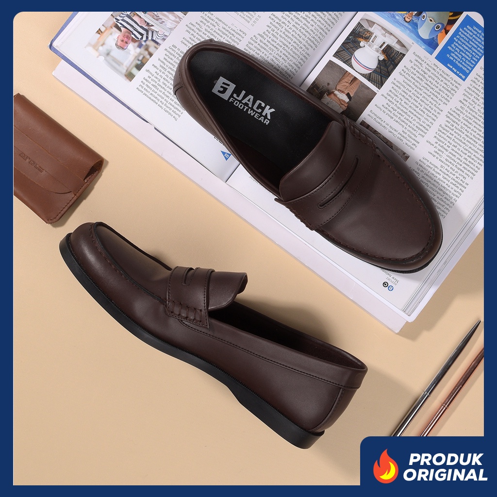 PANTOFEL BROWN ORIGINAL x JACK Sepatu Formal Coklat Tanpa Tali Pria Slop Kerja Kantor Dinas Resmi Guru Slip On Kantoran Pesta Pernikahan Kondangan Nikah Undangan Wedding Selop Kuliah Modern Casual Oxford Semi Kulit Premium Footwear Keren Terbaru Kekinian