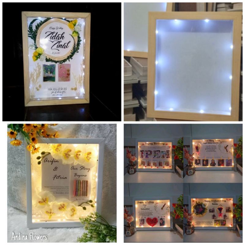 frame mahar 3D custom 20x30 + lampu LED