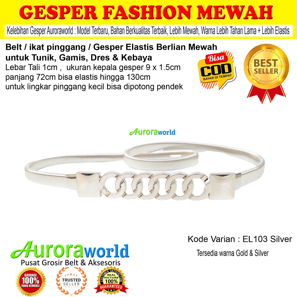 Auroraworld belt elastis gesper wanita elastis ikat pinggang wanita Fashion cewek terbaru bisa COD