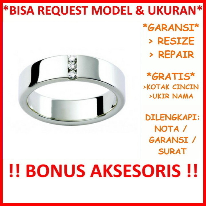 Gratis Tulis Ukir Nama Bisa Pesan Model Garansi Silver Asli Cincin Kawin Perak Nikah Tunangan Id417