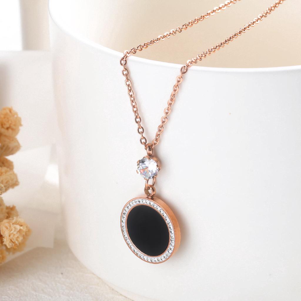 OLEVS Kalung  wanita titanium baja warna rose  gold  Shopee 