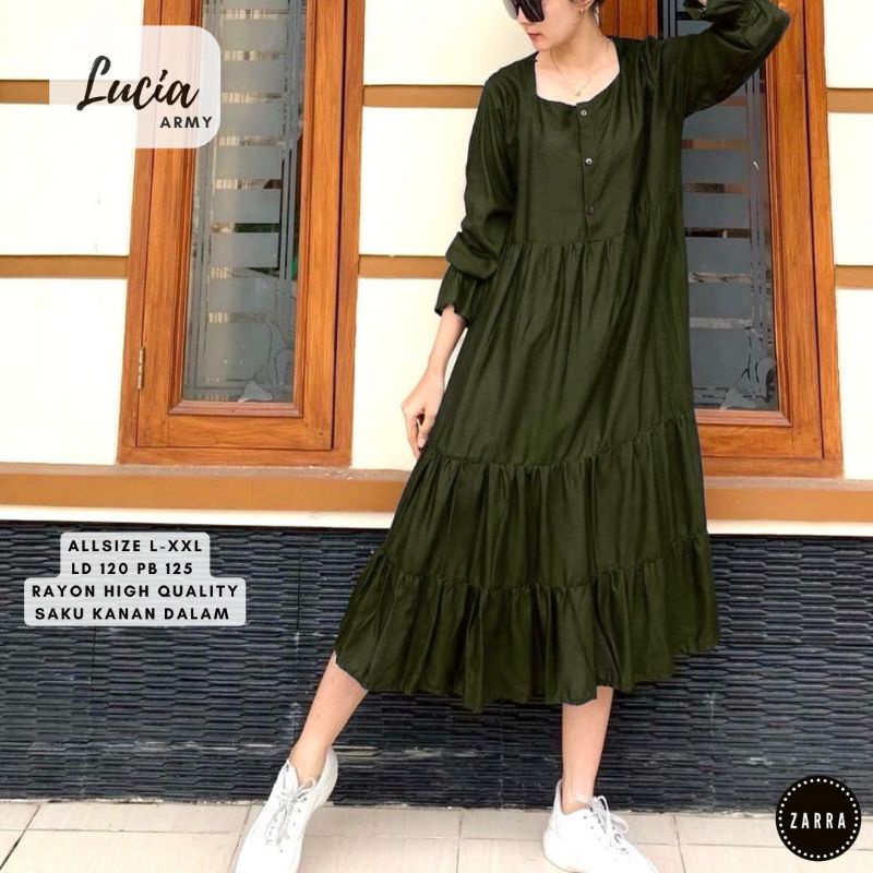 (BISA COD) LUCIA GAMIS WANITA TERBARU ORIGINAL PRODUK BY ZARRA