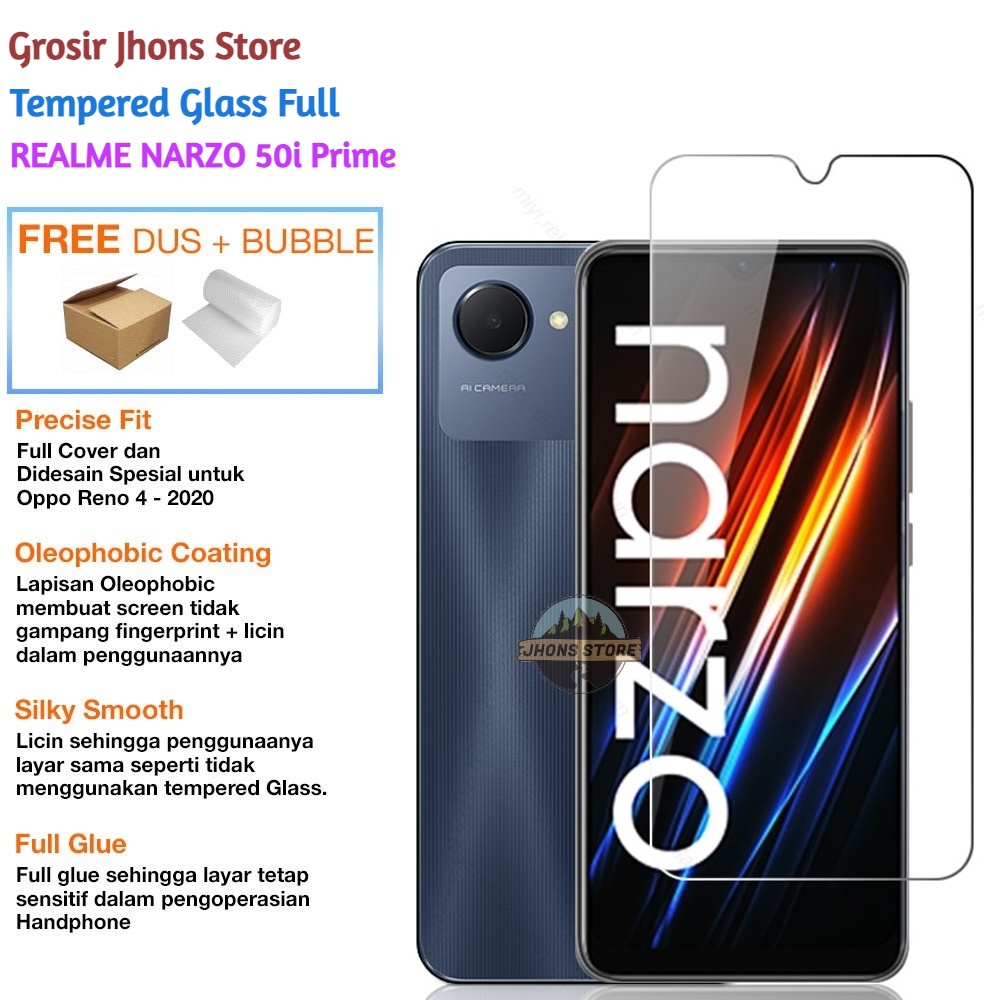Tempered Glass Realme Narzo 50i Prime Full Cover Clear Anti Gores Realme Narzo 50i Prime 2022