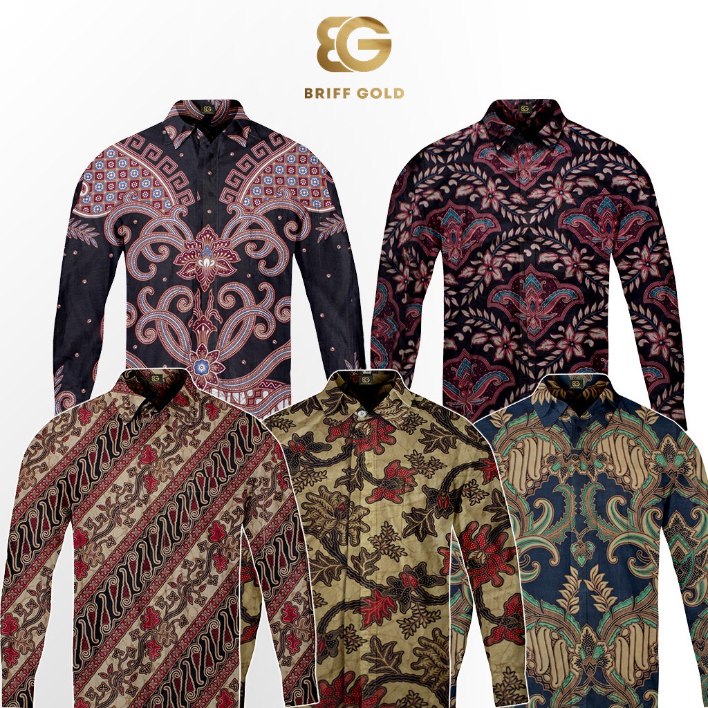 Kemeja Batik Briffgold Motif Solo Daun Lengan Panjang