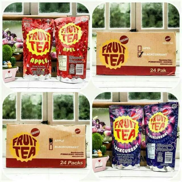 

Promo minuman Fruit Tea Blackcurrent dan apple pouch isi 24 minuman kemasan murah