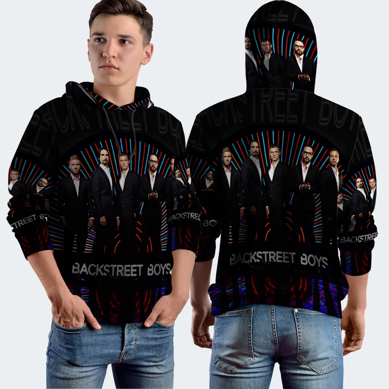 Jaket Hoodie Fullprint Backstreet Boys Tour Bahan Polyester Jersey