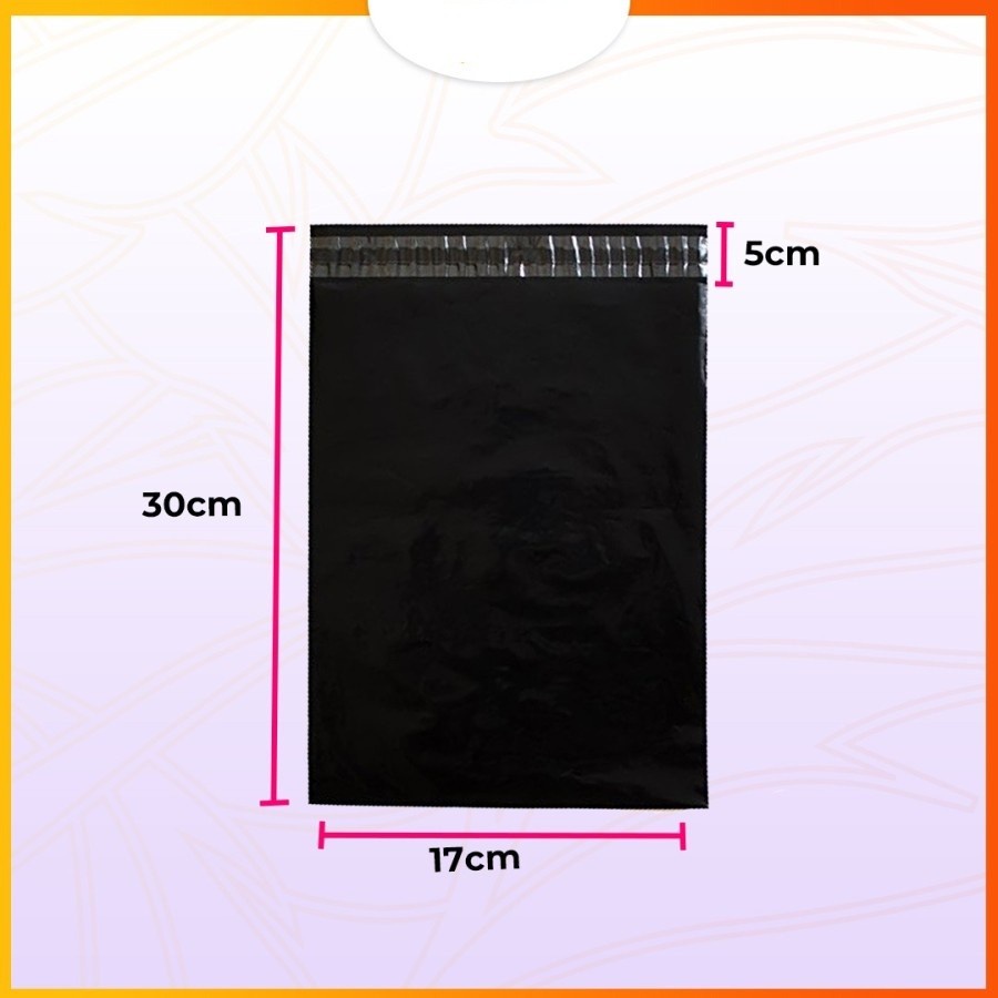 PL17 - Kantong 17x30 Cm Plastik POLYMAILER Warna Hitam Tebal Premium