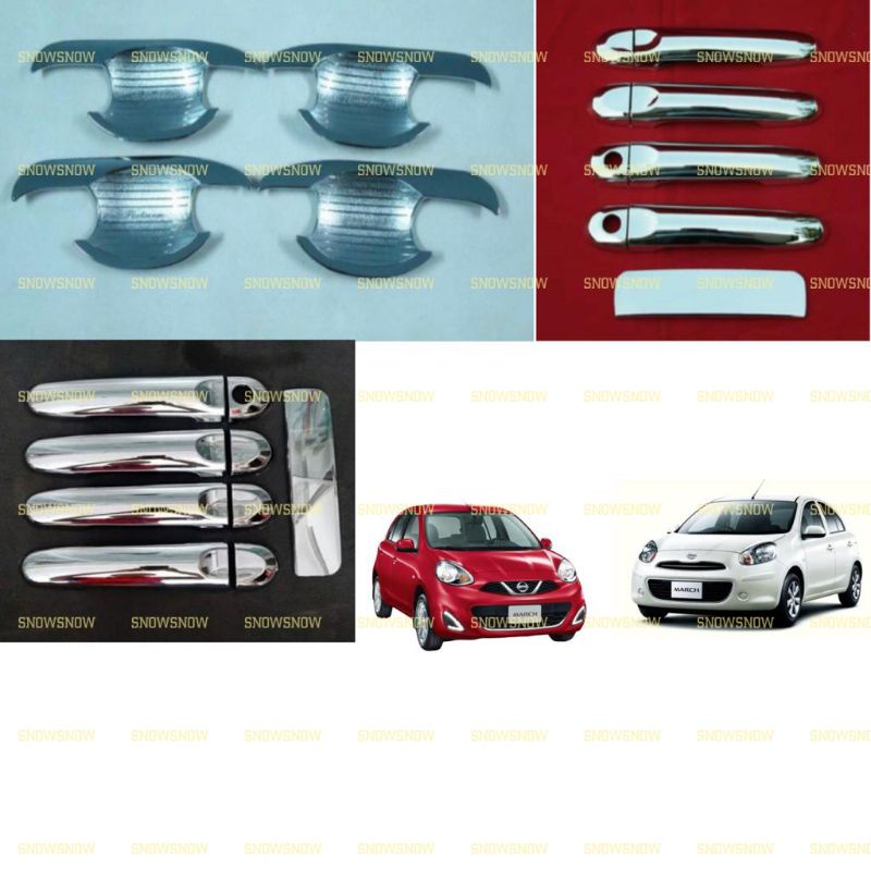 Paket Outer Handle Cover Nissan March 1 2 Lubang 4pcs 5pcs Platinum Chrome