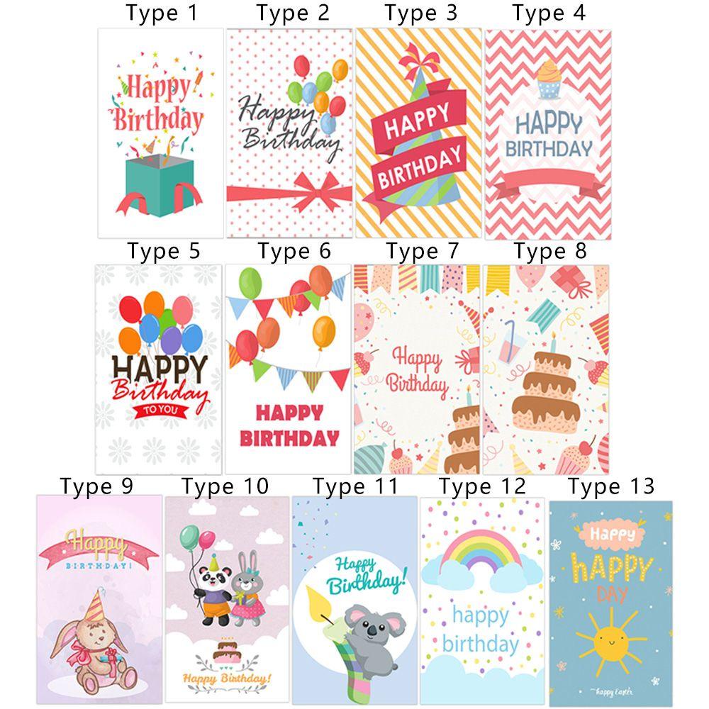 Preva 30PCS Kartu Happy Birthday 9x5.4cm Dekorasi Pesta Undangan Cardstock Kartun Hewan