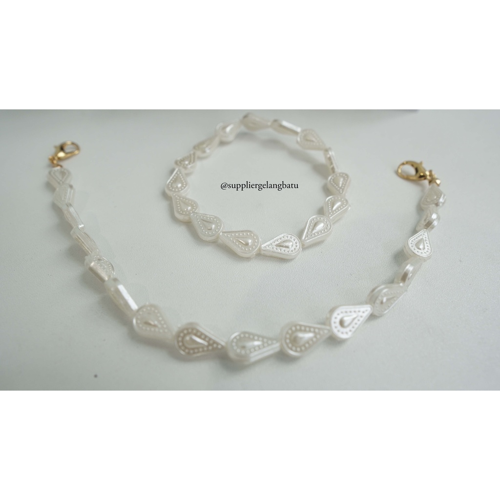 1 set STRAP MASK dan GELANG Mutiara Sintetis OVAL motif ALPUKAT craft