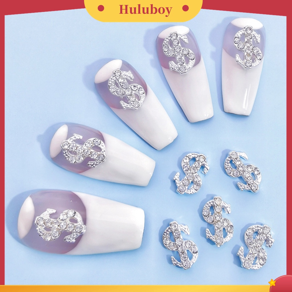 Huluboy Huluboy♡ 10pcs / Kantong Mahkota Dollar 3D Bahan Alloy Aksen Berlian Imitasi Untuk Dekorasi Nail Art