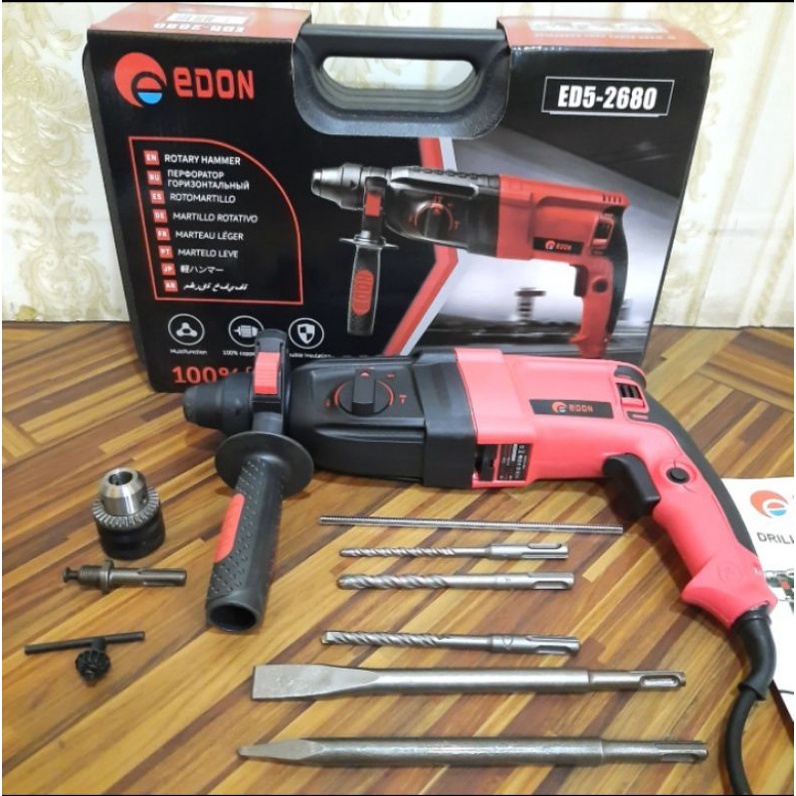 TERMURAH!!!ROTARY HAMMER SDS EDON 3 SPEED ED5-2680 BOR BOBOK BOR BETON
