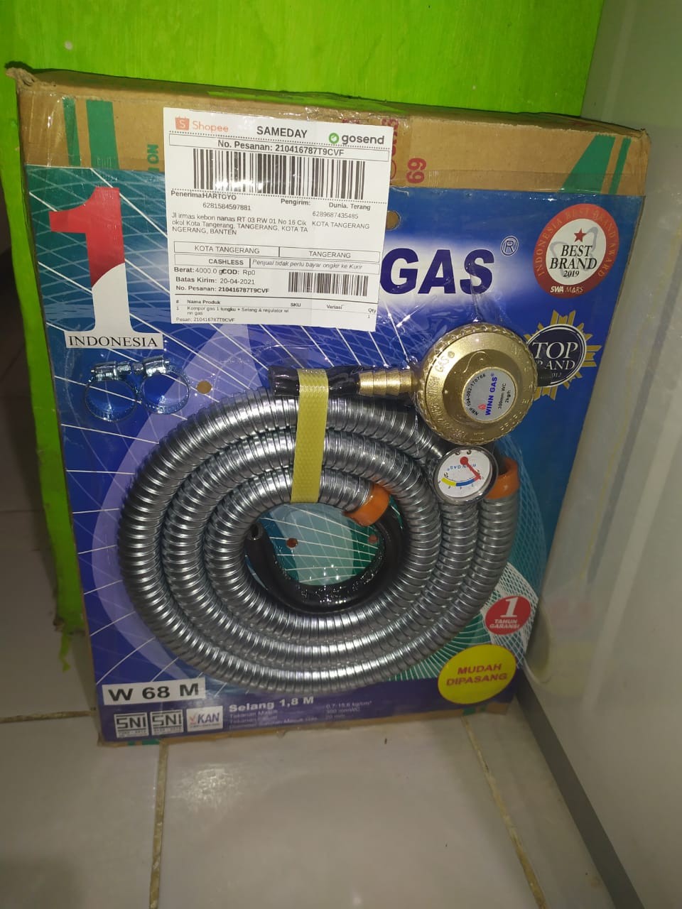Kompor Gas 1 Tungku + Selang & Regulator Winn Gas