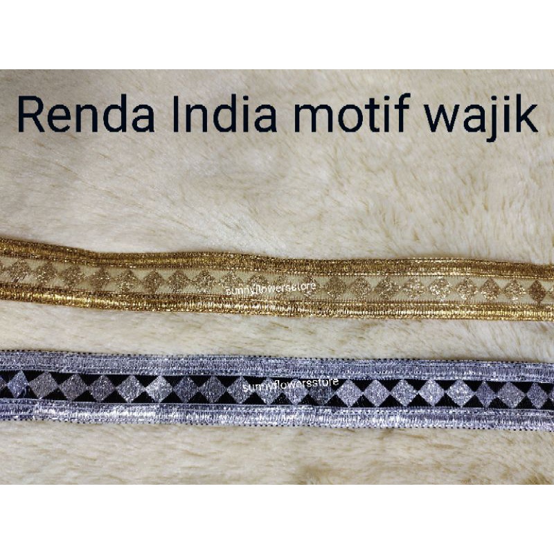 renda  India motif wajik gold lebar,2,8cm isi 10 yard