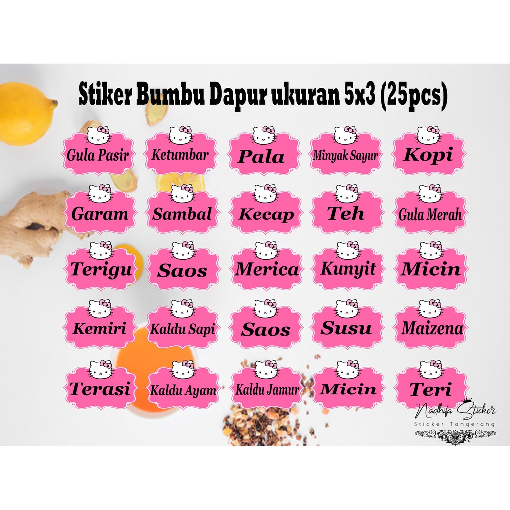 stiker bumbu dapur motif karakter