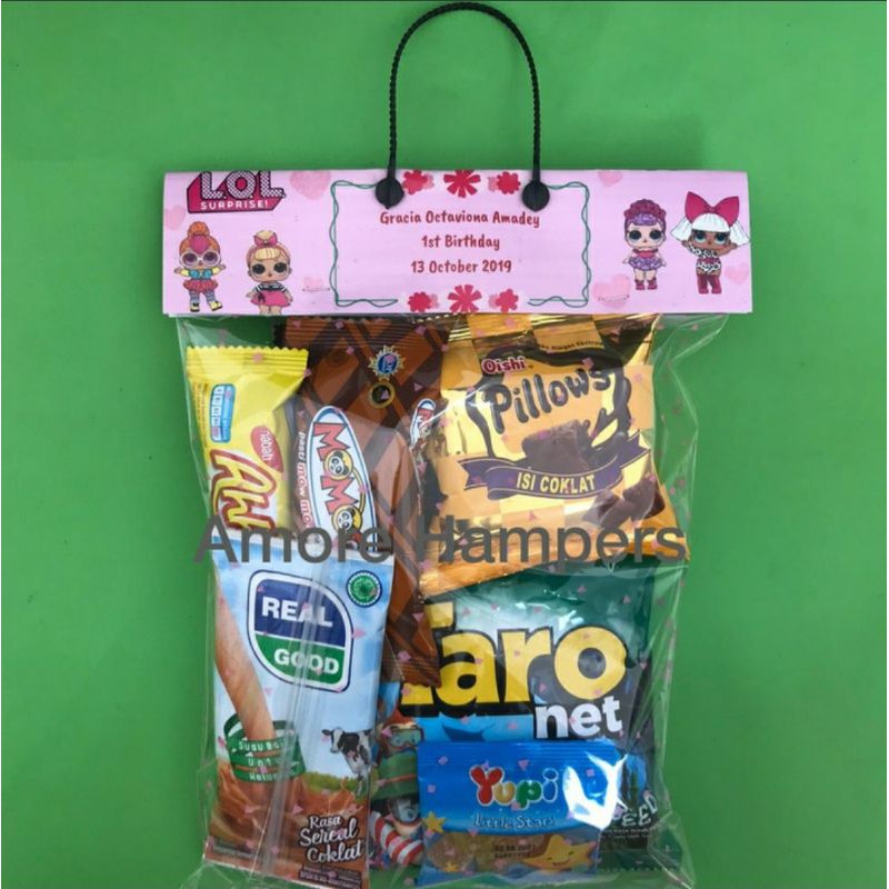 

souvenir snack label custom ulang tahun anak hadiah bingkisan hampers