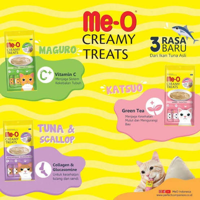 Meo Creamy Treats Liquid (Snack Makanan Kucing) 4x15gr