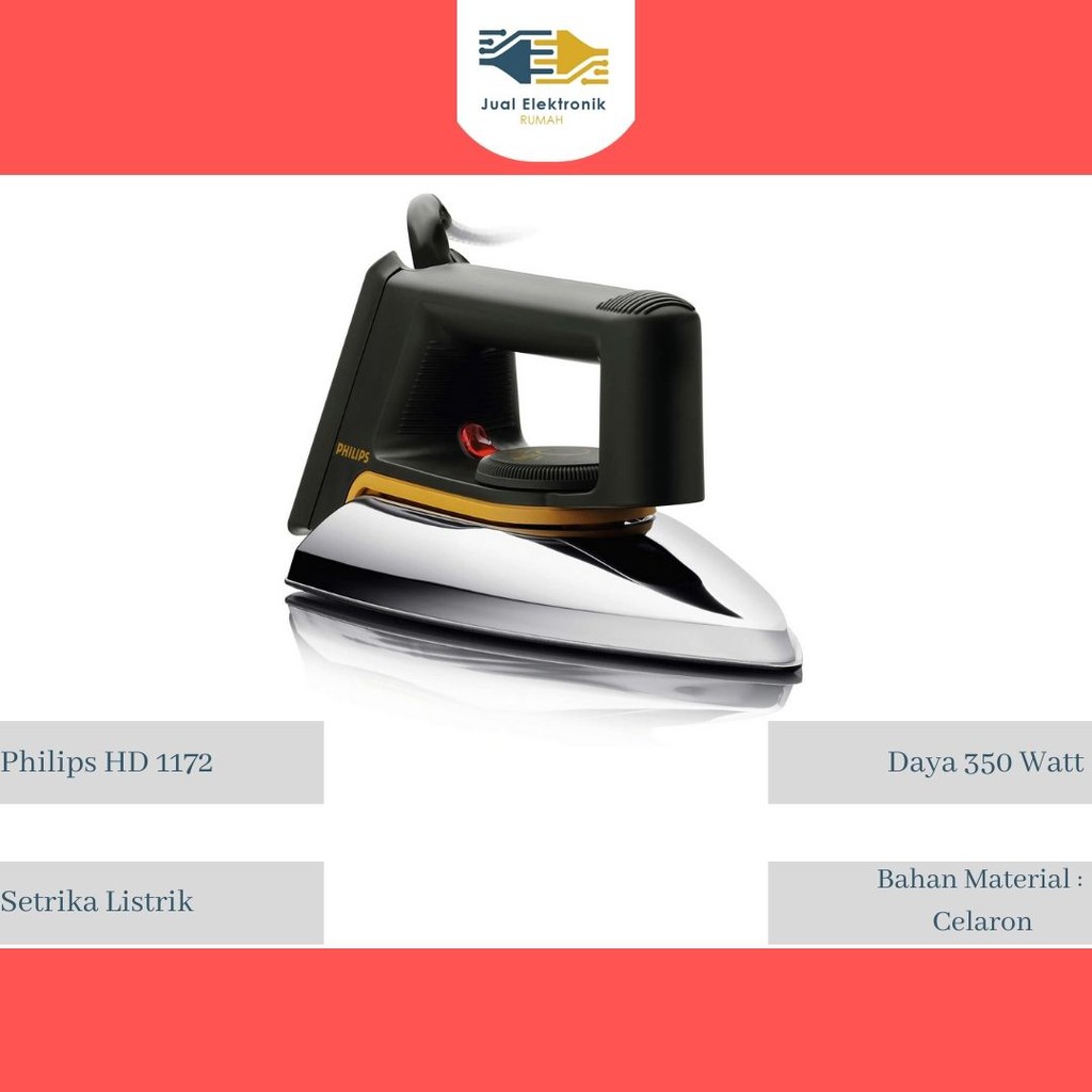 Dry Iron Setrika Listrik Philips HD 1172 Pelayanan Terbaik